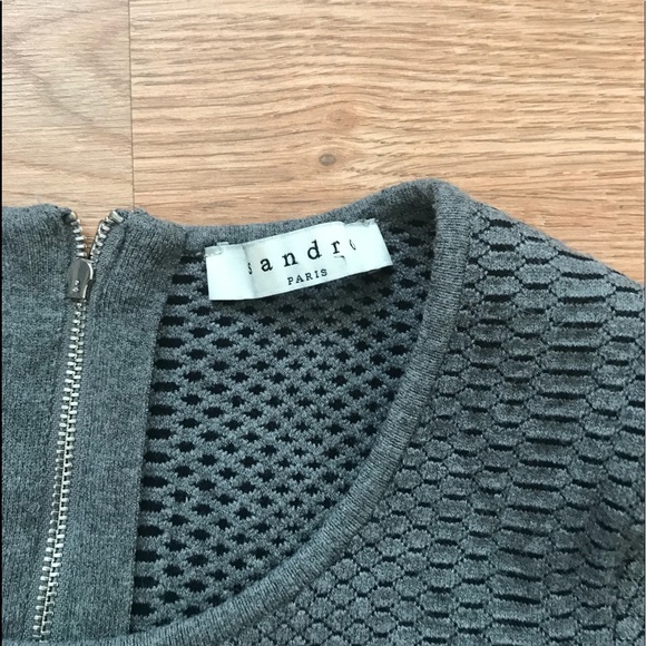 Sandro grey peplum knit stretchy top - Picture 5 of 7